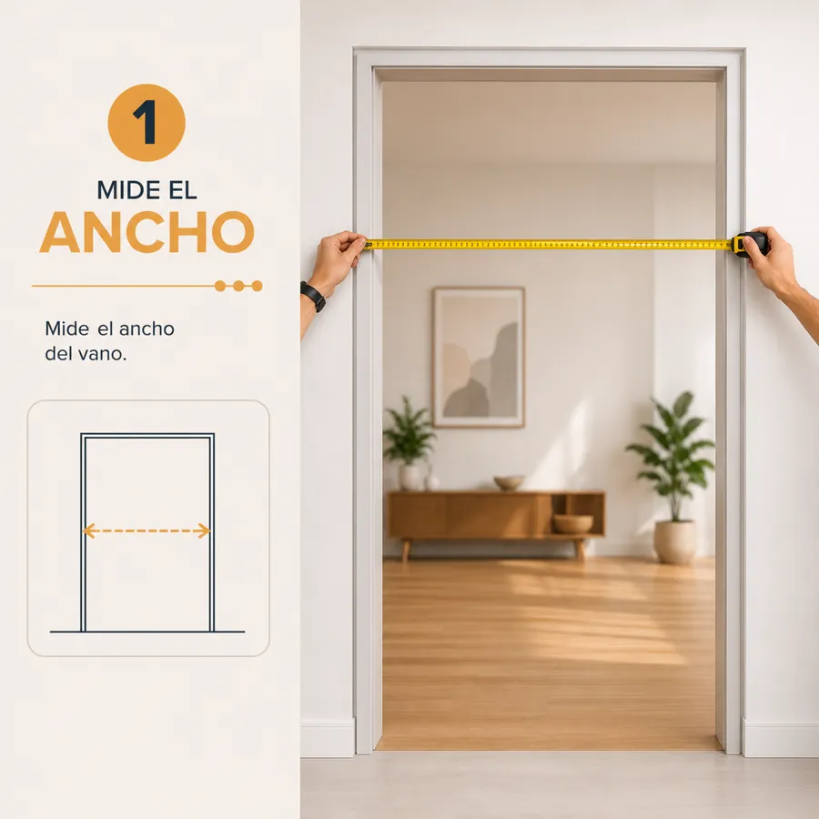 Midiendo el ancho del vano de una puerta plegable de PVC
