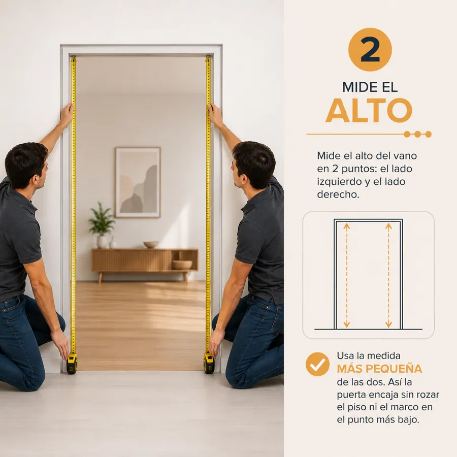 Midiendo el alto del vano de una puerta plegable de PVC