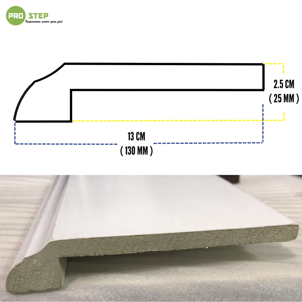 Zocalo blanco WPC 25*130*2400 mm - Altura 13 cm - Cubre zocalo de hasta 11 cm