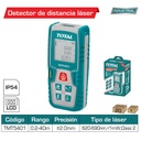 Medidor de laser rango de 0.05 -60 mts. Exactitud ±2.0mm. 620~690nm, <1mW IP54. baterías. AAA 2x1.5V.