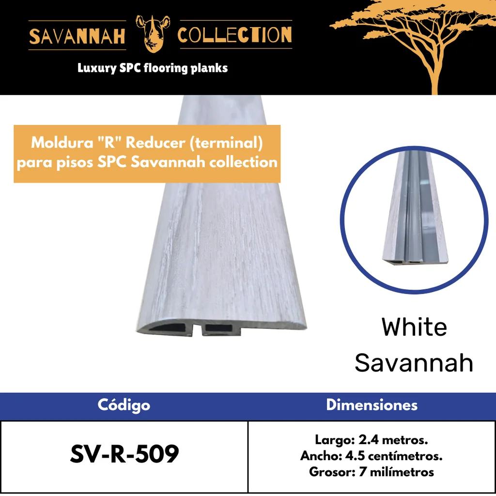 Moldura "R" reductor - Reducer - PVC - para SPC click - Savannah collection - 2400*45*7 mm