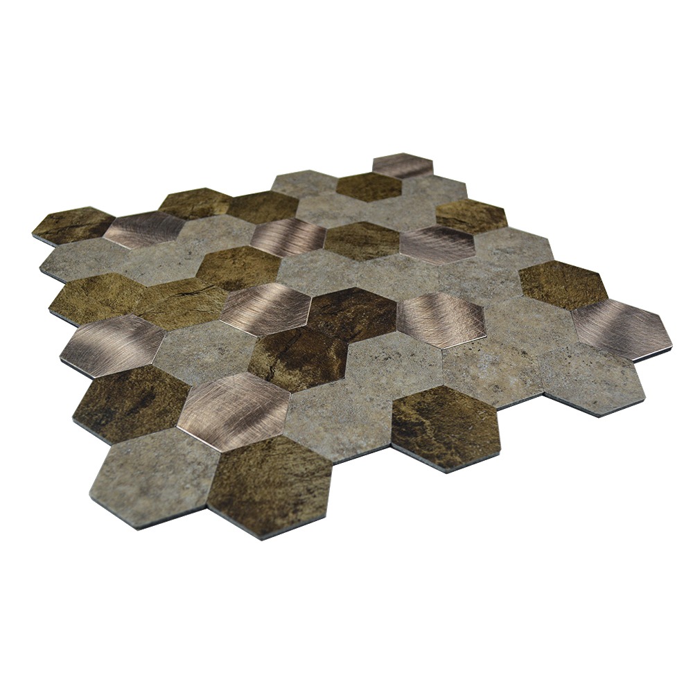 Lámina decorativa de aluminio y PVC - Cobre - autoadhesivo - pela y pega - 288*292*4 mm 