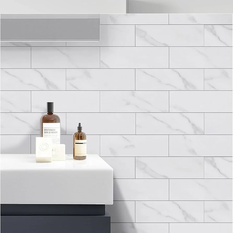 Lámina Decorativa de PVC - Ladrillo Mármol - Autoadhesivo - Pela y pega - 305*305*4 mm