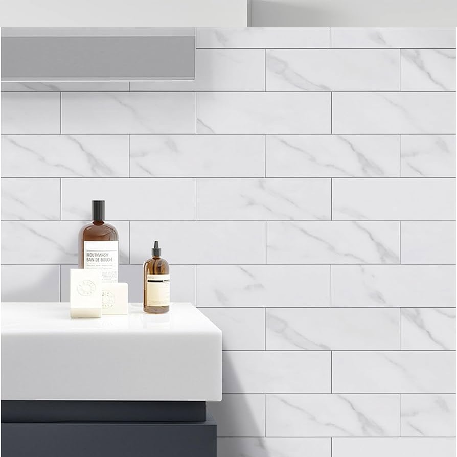 Lámina Decorativa de PVC - Ladrillo Mármol - Autoadhesivo - Pela y pega - 305*305*4 mm