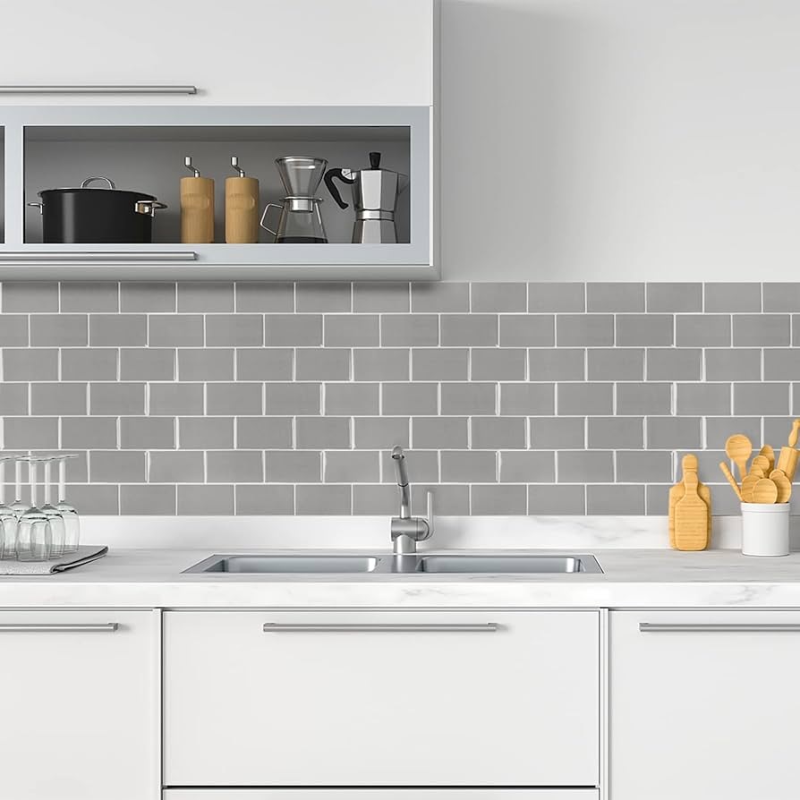 Lámina Decorativa de Vinil - Ladrillo Gris - autoadhesivo - pela y pega - 254*310*1.2 mm