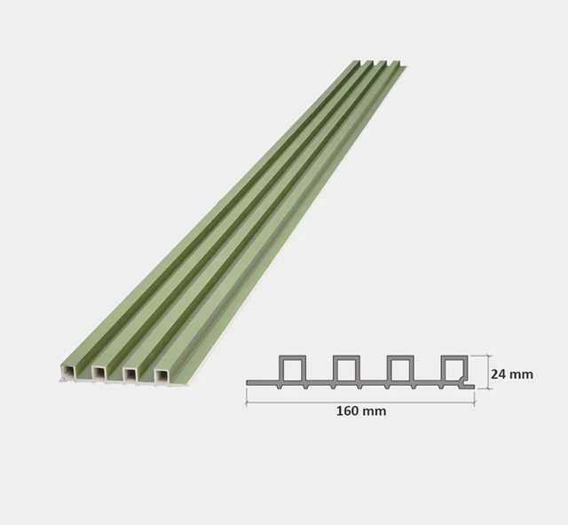 Lámina Acanalada Decorativa - WPC - Verde Tomillo Pastel - 24*160*2900 mm