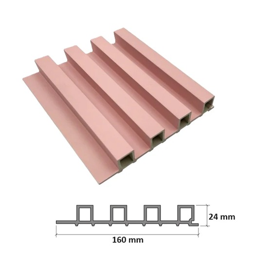 Lámina Acanalada Decorativa - WPC - Rosa Coral Pastel - 24*160*2900 Mm