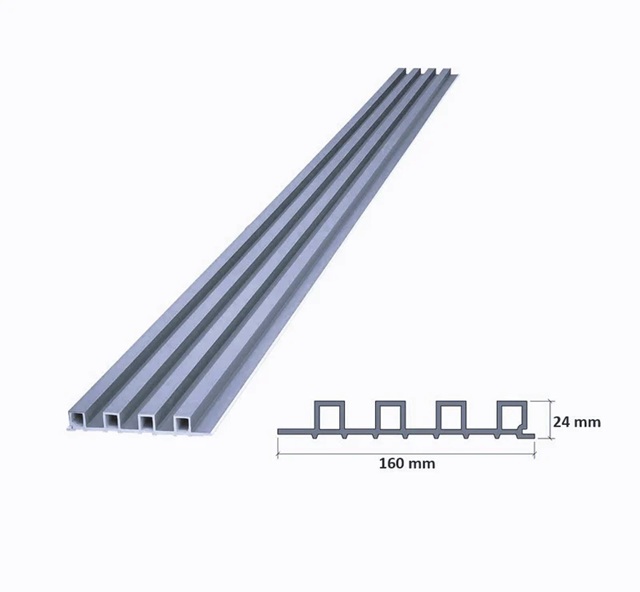 Lámina Acanalada Decorativa - WPC - Azul Gris Pastel - 24*160*2900 mm