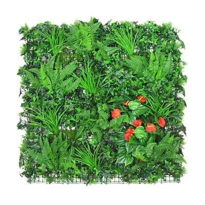 Jardín vertical - B004 - Selva de helechos con calas rojas -  100 x 100 cm (1 m2)