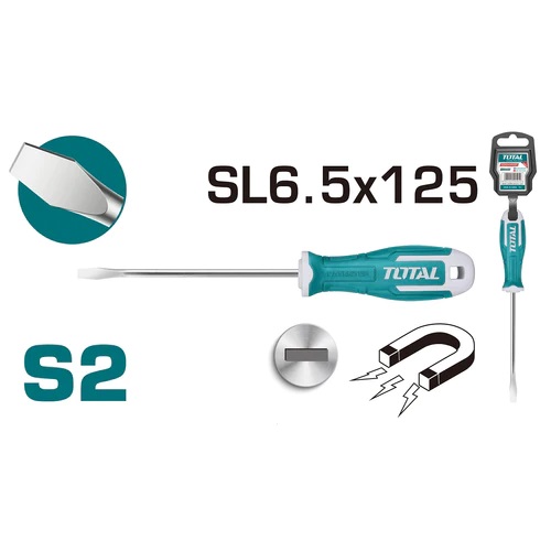 Destornillador de paleta SL 6.5 mm. Largo 125 mm. Imantado.