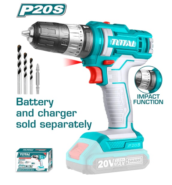 Drill Taladro Inalámbrico Función Impacto 20 V De 3/8" 45 Nm -1500/Min. Sin Batería Ni Cargador