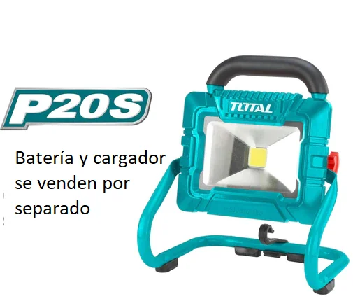 Lampara de trabajo inalámbrica - litio 20V - 1800 lumen en alta y baja de 900 lumen - Led 20 Watts - No incluye cargador ni baterías