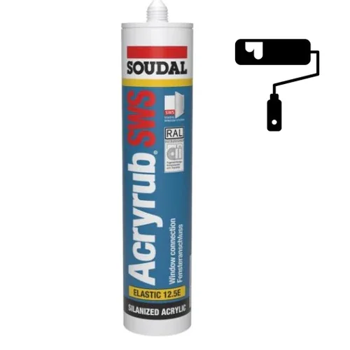 Silicon blanco - Pintable - Acryrub - SWS Soudal - Acrilico Blanco - 310Ml - Con Elasticidad