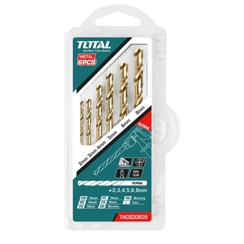 Brocas - KIT 6 piezas - HSS para metal - 5/64",7/64", 5/32",3/16",7/32",5/16"