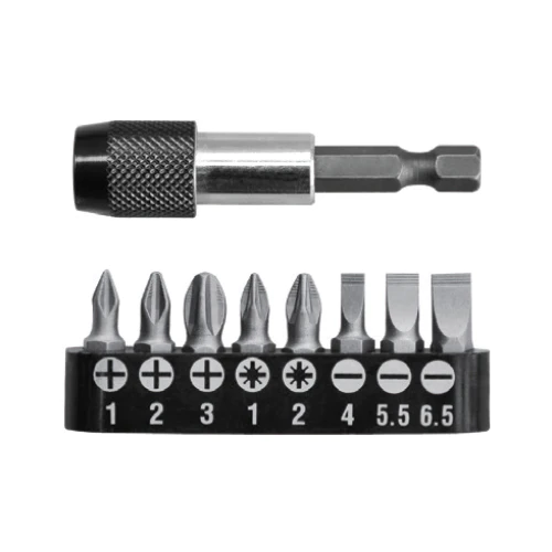Puntas Destornillador Con Adaptador - Juego De 9 Pza Magneticas - PH1,PH2,PH3,SL4.0,SL5.5,SL6.5,PZ1,PZ2