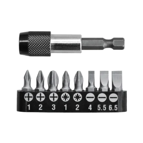 Puntas Destornillador Con Adaptador - Juego De 9 Pza Magneticas - PH1,PH2,PH3,SL4.0,SL5.5,SL6.5,PZ1,PZ2
