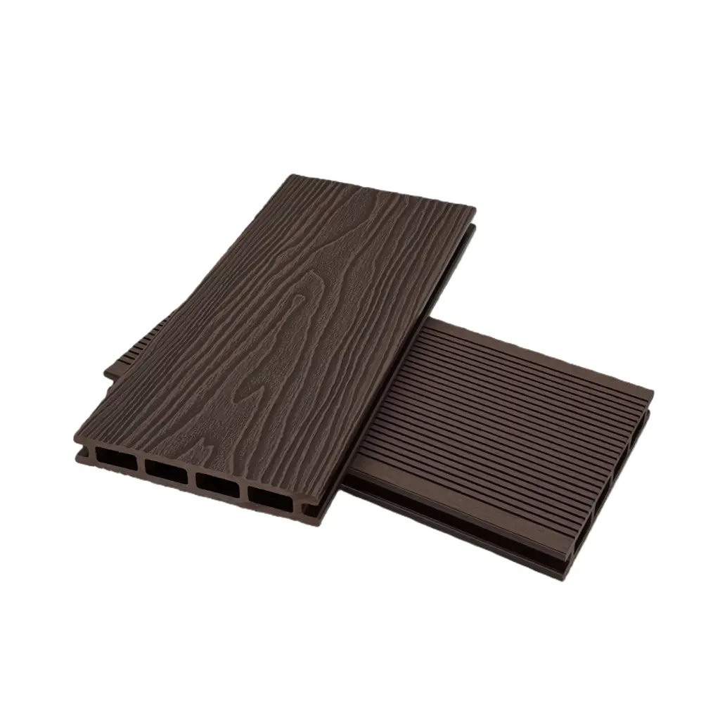 Lamina piso Deck WPC - Superficie 3D - Brown - Chocolate Perforado - Exteriores - Reversible - 22*145*2200 mm - Pro-Step