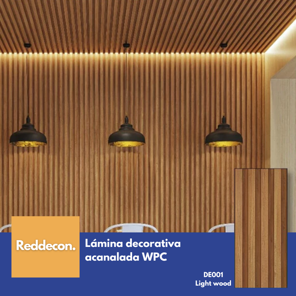 Lámina Acanalada Decorativa - WPC - Light Wood - 24*160*2900 Mm