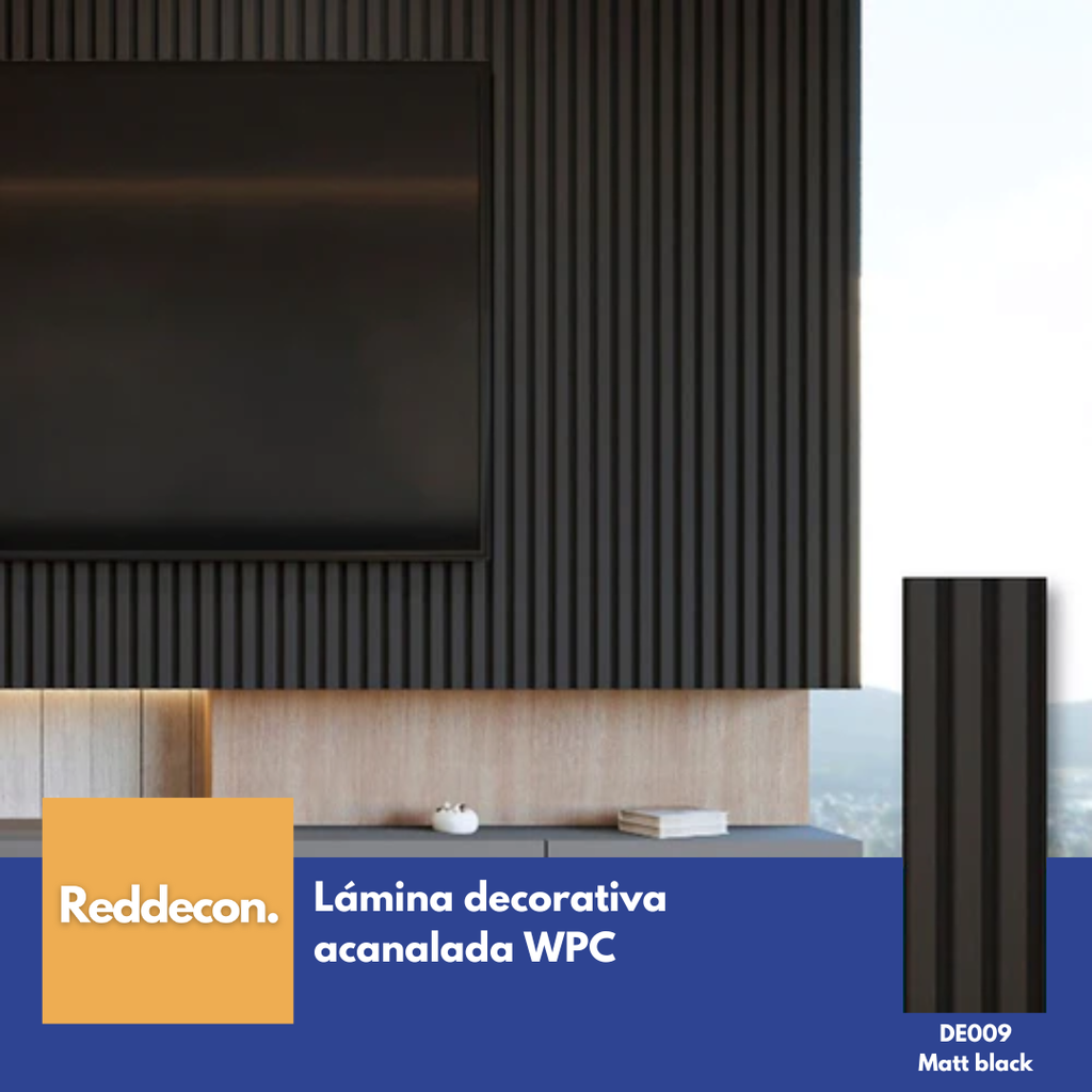 Lámina Acanalada Decorativa - PS - Matt Black - 12*120*2900 mm