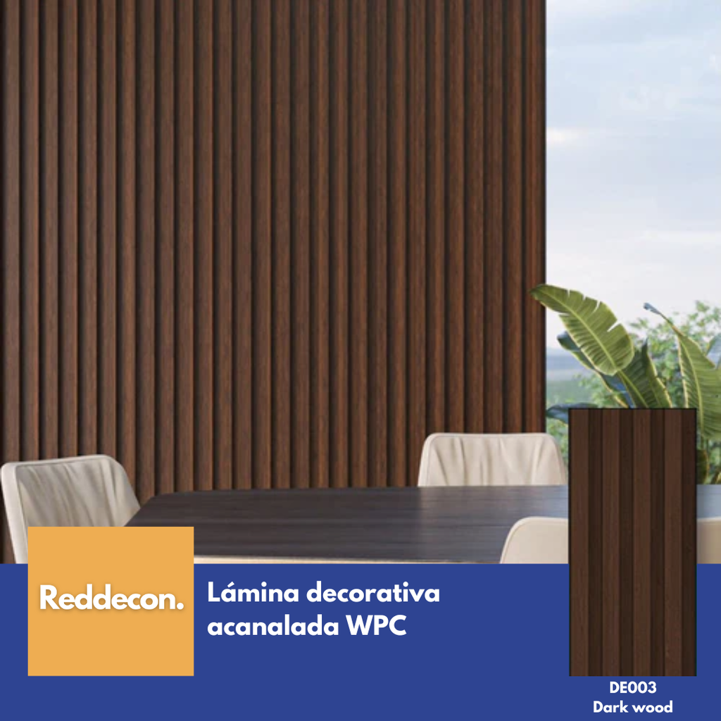 Lámina Acanalada Decorativa - WPC - Dark Wood - 24*160*2900 mm