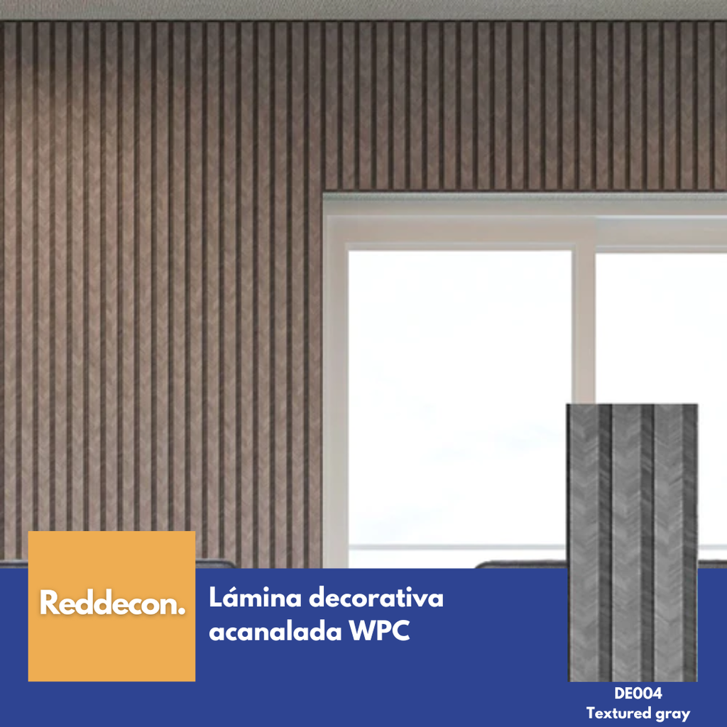 Lámina acanalada Decorativa - WPC - Textured Grey - 25*195*2900 mm