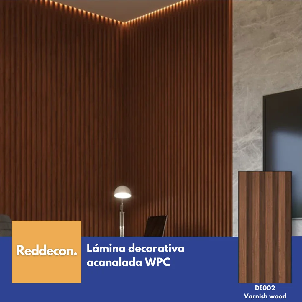 Lámina Acanalada Decorativa - WPC - Varnish Wood - 24*160*2900 mm
