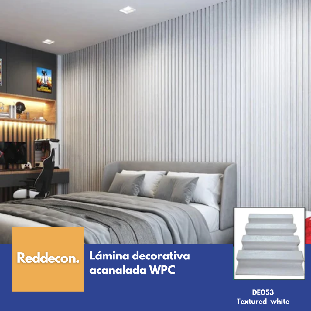 Lámina Acanalada Decorativa - WPC - Textured White - 24*160*2900 Mm