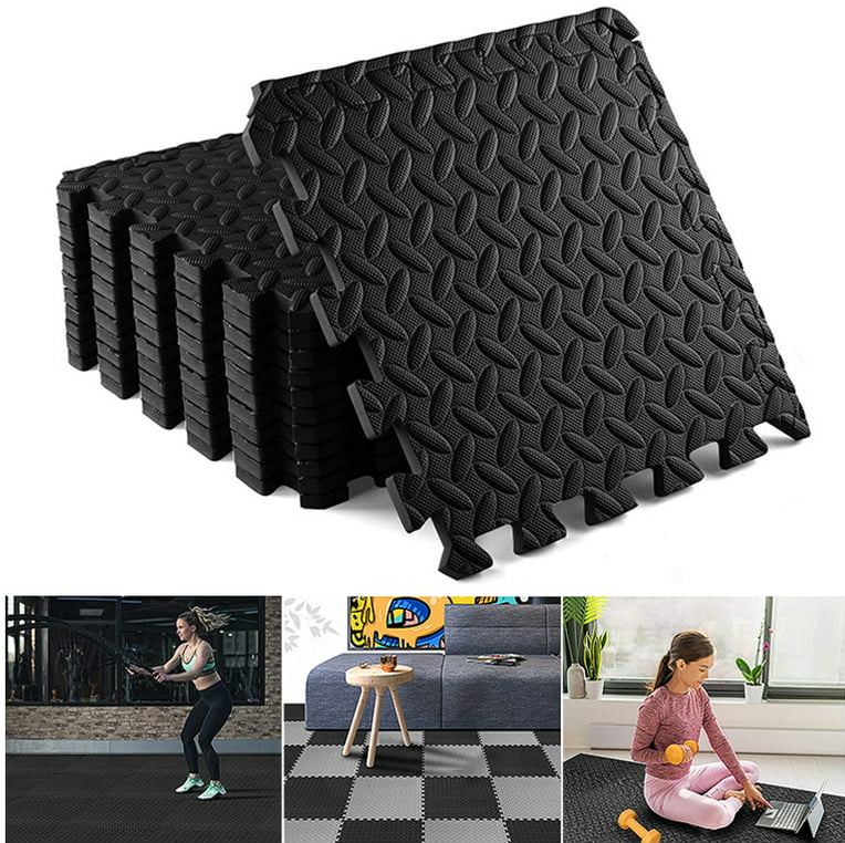 Loseta de foamy - Tatami - EVA - Mat Negro -  600*600*12 mm - Armable - Tipo Rompecabezas - Para uso en espacios interiores