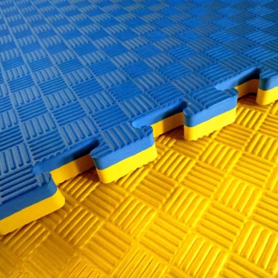 Loseta de foamy - Tatami - EVA - Azul+Amarillo - reversible - 1000*1000*20mm - Armable - Tipo rompecabezas - Deportes y areas de juego - Para uso en espacios interiores