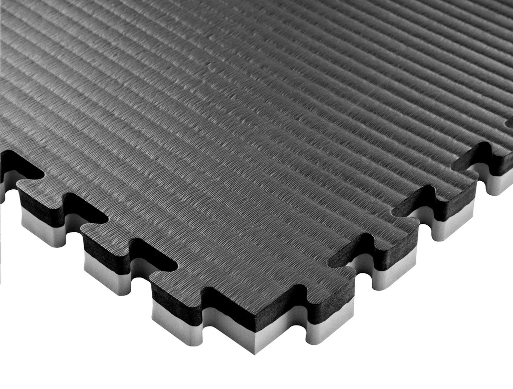 Loseta de foamy - Tatami - EVA - Negro+Gris - reversible - 1000*1000*20mm - Armable - Tipo rompecabezas - Deportes y areas de juego