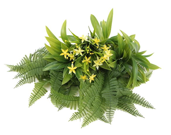 Ramillete artificial - 5 ramas - HHP008 - Helecho Floreado Amarillo
