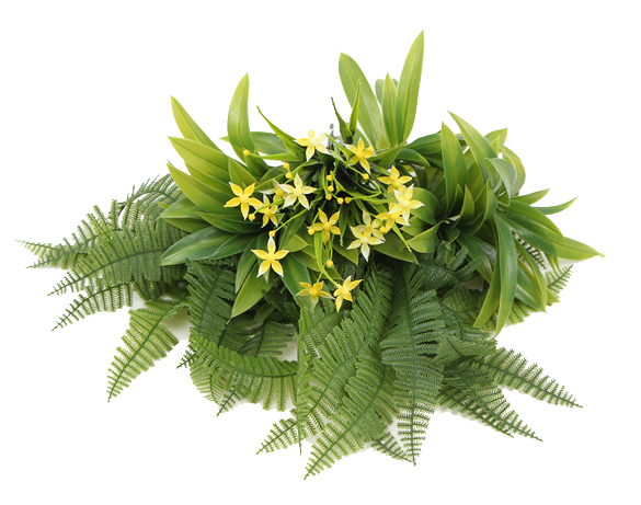 Ramillete artificial - 5 ramas - HHP008 - Helecho Floreado Amarillo