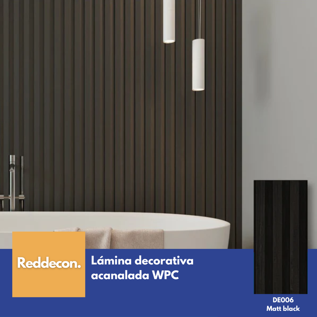 Lámina Acanalada Decorativa - WPC - Matt black - 25*195*2900 mm