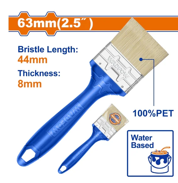 Brocha Para Pintar de 2.5" - Cerdas 100% PET. Pintura A Base De Agua