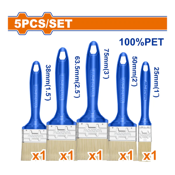 Juego de Brochas Para Pintar - Pintura A Base De Agua - Mango Plástico - Set 5 De Piezas