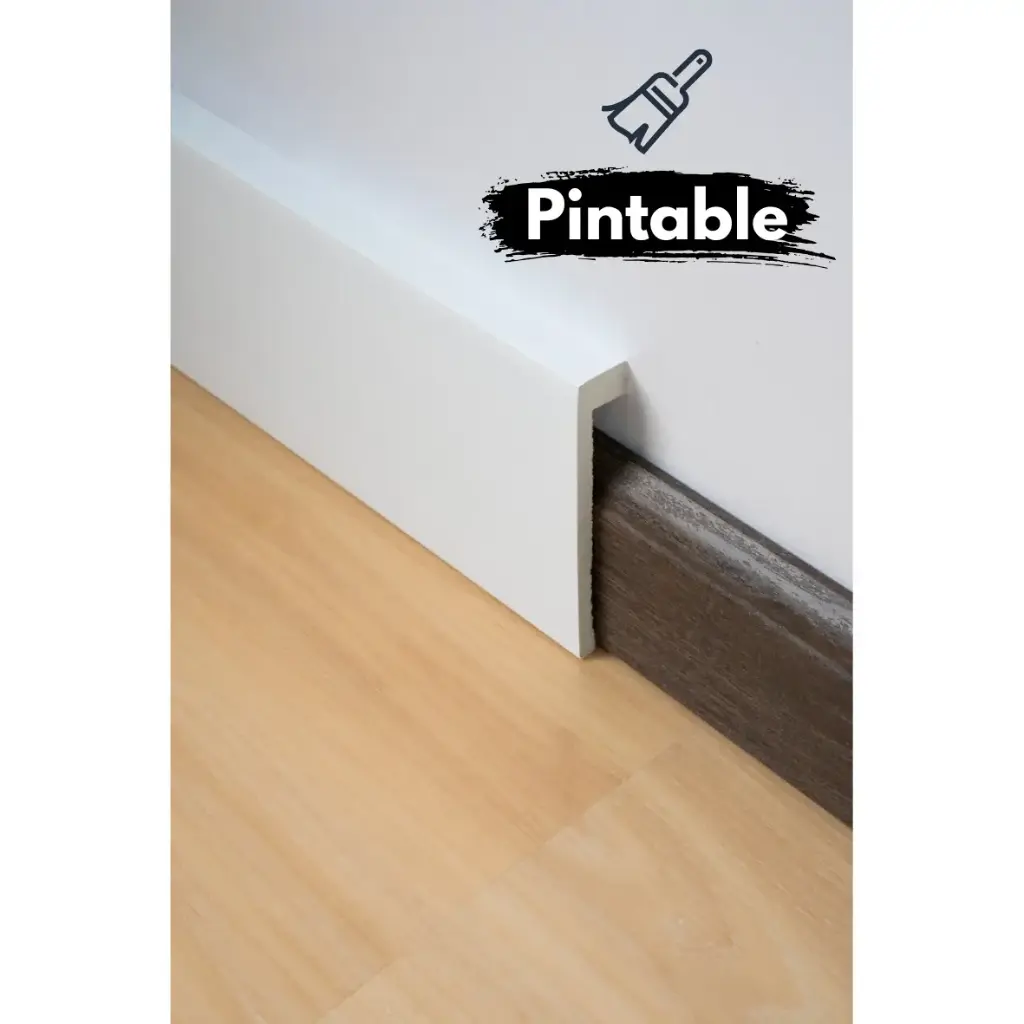 Cubre zocalo - Pintable - 22*120*2400 mm - Altura 12 cm - Cubre zocalo de hasta 10 cm - Poliestireno - Hidrófugo