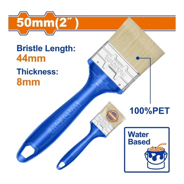Brocha Para Pintar 50Mm(2") - Cerdas 100% PET. Pintura A Base De Agua - Long: 44Mm - Grosor: 8Mm.