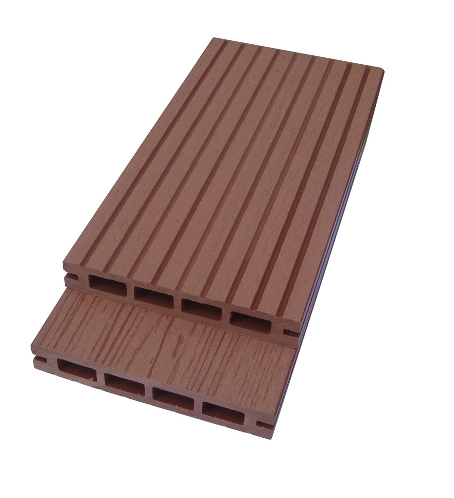 Lamina piso Deck WPC - Brown - Chocolate - Pro-step perforado - Exteriores - Reversible - 22*145*2200 mm