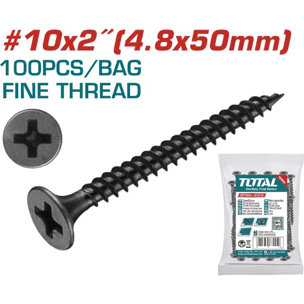 Tornillos Para Gypsum - #10 x 2" - (Yeso) Rosca Fina. Fosfatizado. Phillips.