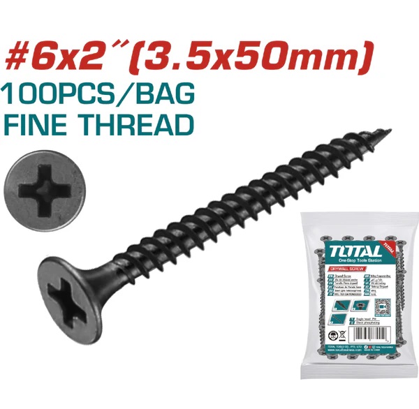 Tornillos Para Gypsum - #6 x 2" - (Yeso) Rosca Fina. Fosfatizado. Phillips.
