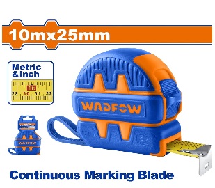 Cinta métrica y pulgada 10 mts x 25 mm con Botón