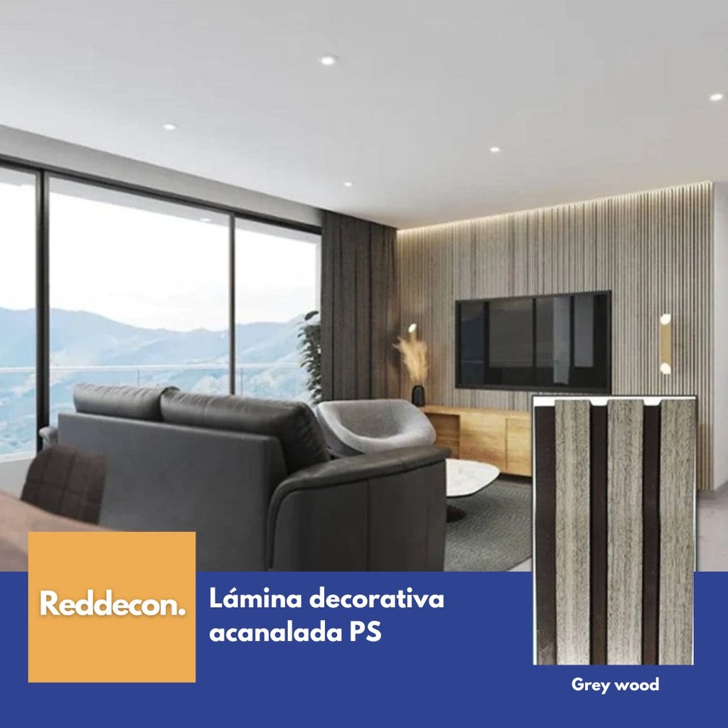 Lámina Acanalada Decorativa - PS - Grey Wood - 12*120*2900 mm