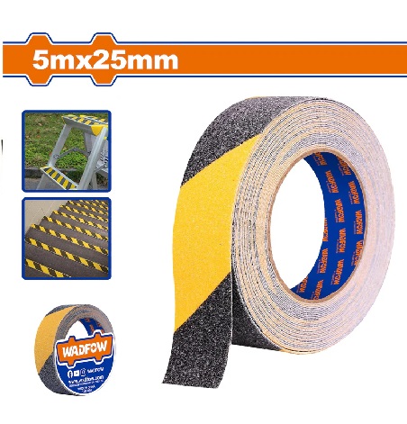 Cinta de Advertencia - Antideslizante - Amarillo/Negro - 5mt x 2.5 cm - Espesor 0.78mm