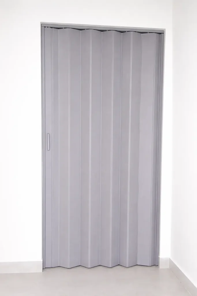 Puerta plegable corrediza Gris - full panel - Plástica (PVC) - Fabricación a medida