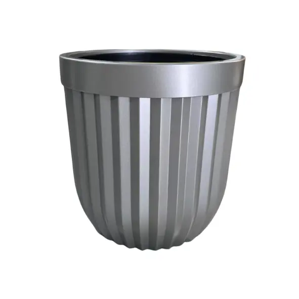 Macetero - Mediano - Cilíndrico Con Textura - 35*37cm - Plata