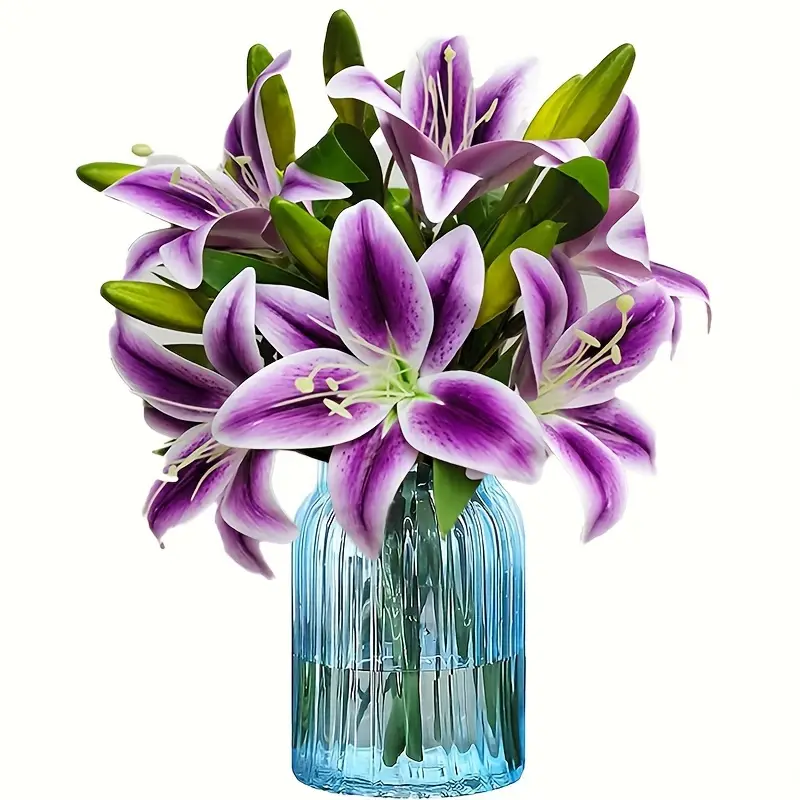 Flor artificial - Lirio Tigre - Morada - Tacto Realista - Para Arreglos Florales en Casa, Centros de Mesa y Decoraciones de Jarrón, Ramos de Regalo para Bodas - Por unidad
