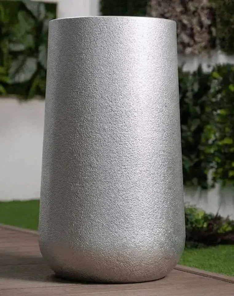 Macetero - Grande - Cilíndrico - Liso - 35*70cm - Plata