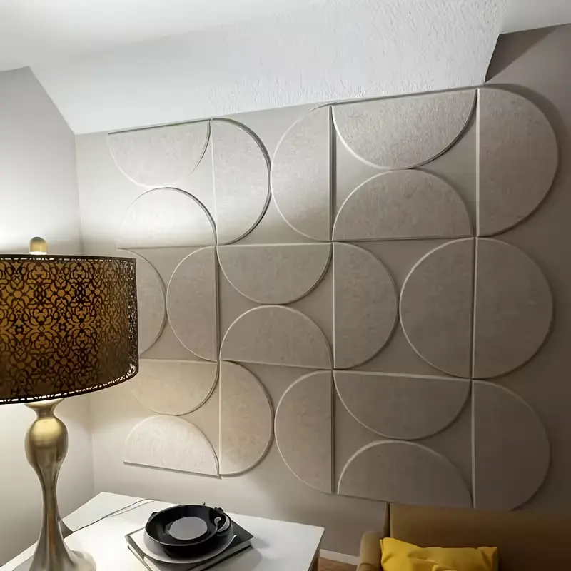 Juego de 18 paneles - Tableros de Fieltro para Pared - Semicirculares - Color Camello Claro