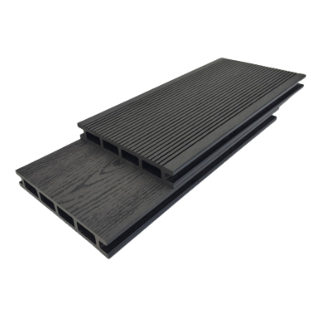 Lamina piso Deck WPC - Gray - Gris - Pro-step perforado - Exteriores - Reversible - 22*145*2200 mm