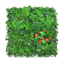 [DE-B004] Jardín vertical - B004 - Selva de helechos con calas rojas -  100 x 100 cm (1 m2)